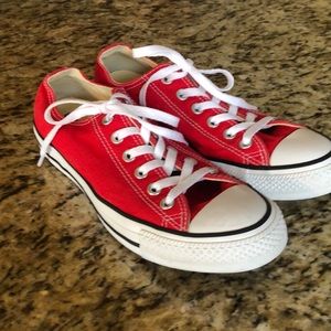 Red Converse Chucks- men’s size 7, ladies size 9